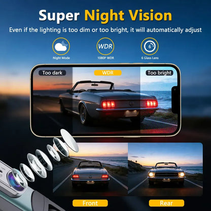 360° Surround View Dash Cam | 4-Channel 1080P FHD with WiFi & Reverse Assist
