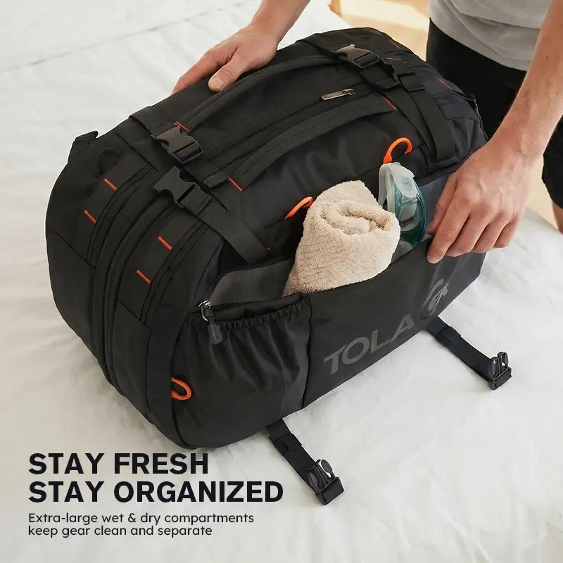 Expandable Travel Backpack 40L-50L – Laptop, Wet-Dry Compartment, Carry-On