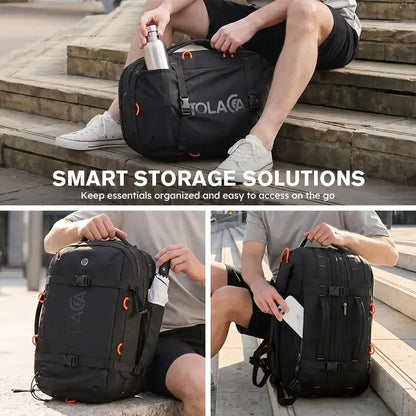 Expandable Travel Backpack 40L-50L – Laptop, Wet-Dry Compartment, Carry-On